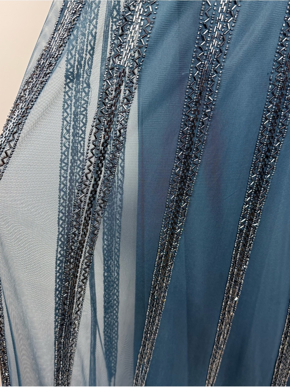Aidan Mattox Teal Beaded Chevron Wedding Guest Mother Cocktail Dress Size 0 - Picture 8 of 16
